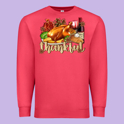 Thankful With Turkey Premium Sweatshirt Designed By Texasbilliewilder