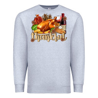 Heather Grey Thankful with Turkey Premium Sweatshirt - texasbilliewilder