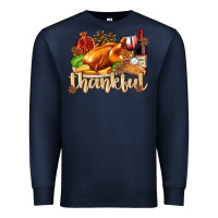Navy Thankful with Turkey Premium Sweatshirt - texasbilliewilder