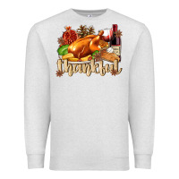 Oatmeal Heather Thankful with Turkey Premium Sweatshirt - texasbilliewilder