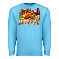 Ocean Blue Thankful with Turkey Premium Sweatshirt - texasbilliewilder