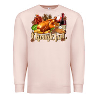 Pale Pink Thankful with Turkey Premium Sweatshirt - texasbilliewilder