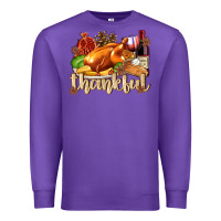 Purple Thankful with Turkey Premium Sweatshirt - texasbilliewilder