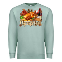 Seafoam Thankful with Turkey Premium Sweatshirt - texasbilliewilder
