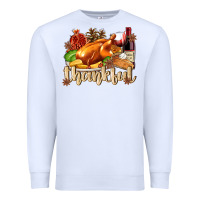 White Thankful with Turkey Premium Sweatshirt - texasbilliewilder