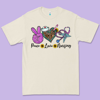 Peace Love Nursing Premium Tee Designed By Cowhidedigitalart