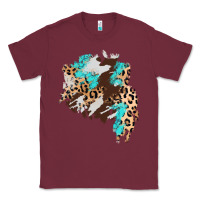 Burgundy cowhide leopard turquoise patch Classic Tee - AdoDesignShop