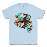 Dusty Blue cowhide leopard turquoise patch Classic Tee - AdoDesignShop