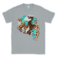Heather Grey cowhide leopard turquoise patch Classic Tee - AdoDesignShop