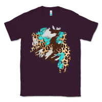 Plum cowhide leopard turquoise patch Classic Tee - AdoDesignShop