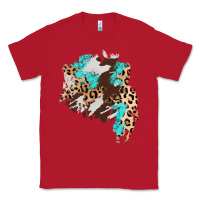 Red cowhide leopard turquoise patch Classic Tee - AdoDesignShop