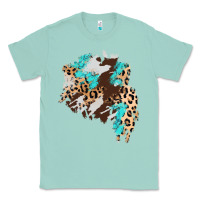 Seafoam cowhide leopard turquoise patch Classic Tee - AdoDesignShop