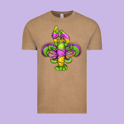 Mardi Gras Crawfish Fleur De Lis Vintage Tee Designed By Jasminsmagicworld