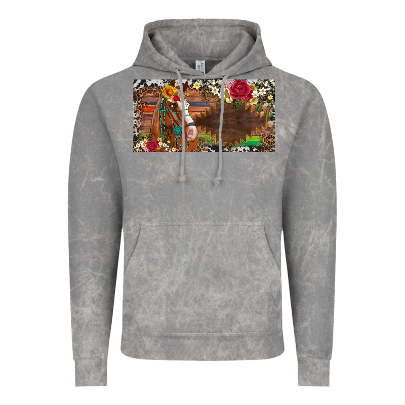 Western Turquoise Gemstone Horse Cowhide Leopard Floral Background Lic Vintage Hoodie by Artiststas | Teevron