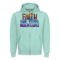 Seafoam Faith Can Move Mountains Zipper Hoodie - LillyAllenDesigns