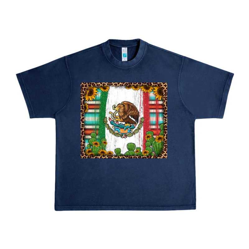 Mexican Flag Background With Cactus And Sunflower Tumbler Urban Heavy Tee by Jasminsmagicworld | Teevron
