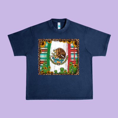 Mexican Flag Background With Cactus And Sunflower Tumbler Urban Heavy Tee Designed By Jasminsmagicworld