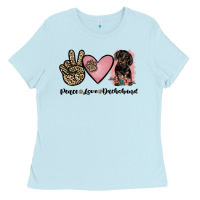 Baby Blue peace love dachshund Ladies Tee - JahusDesignShop