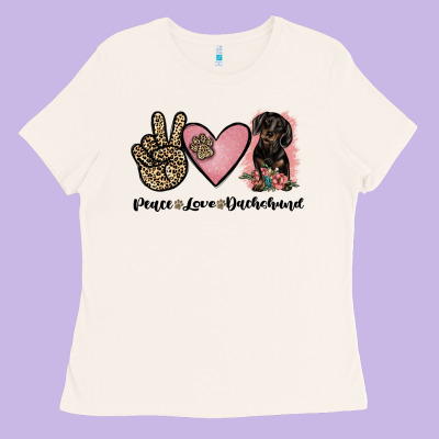 Peace Love Dachshund Ladies Tee Designed By Jahusdesignshop