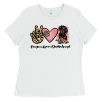 White peace love dachshund Ladies Tee - JahusDesignShop