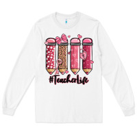 White valentine's day teacher life pencils Long Sleeve Tee - MaliasSmallBusiness