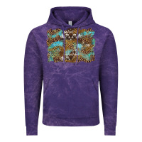 Cloud Purple western leopards and turquoise with cowhide background Vintage Hoodie - Artiststas