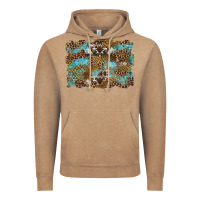 Vintage Coffee western leopards and turquoise with cowhide background Vintage Hoodie - Artiststas