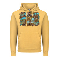 Vintage Mustard western leopards and turquoise with cowhide background Vintage Hoodie - Artiststas