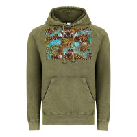 Vintage Olive western leopards and turquoise with cowhide background Vintage Hoodie - Artiststas