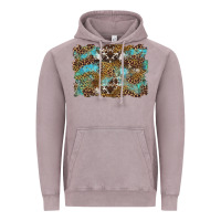 Vintage Zinc western leopards and turquoise with cowhide background Vintage Hoodie - Artiststas