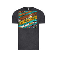 Western Aztec Sunflowers Turquoise Cowhide Vintage Tee | Teevron