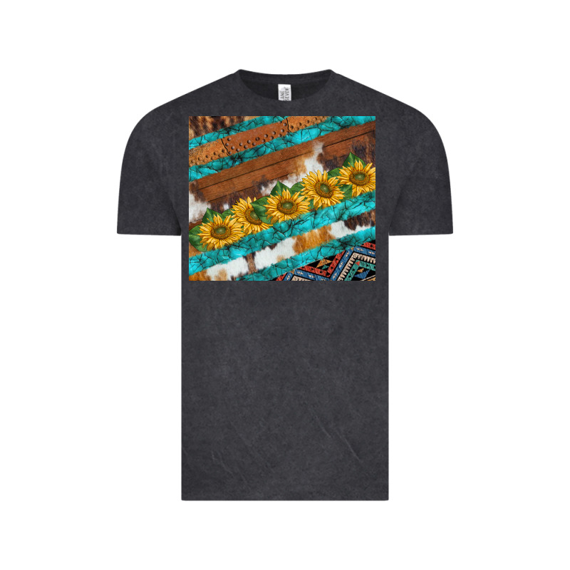 Western Aztec Sunflowers Turquoise Cowhide Vintage Tee by BarkalooDesign | Teevron
