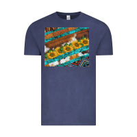 Vintage Denim western aztec sunflowers turquoise cowhide Vintage Tee - BarkalooDesign