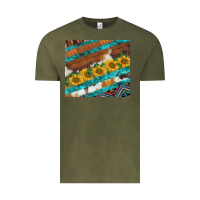 Vintage Olive western aztec sunflowers turquoise cowhide Vintage Tee - BarkalooDesign