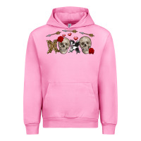 Fuchsia Pink Xoxo Valentine skulls Valentine's Day Urban Hoodie - FaDigitalArtStudio