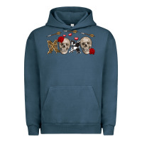 Pigment Midnight Navy Xoxo Valentine skulls Valentine's Day Urban Hoodie - FaDigitalArtStudio
