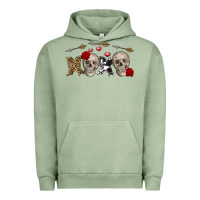Pigment Oil Green Xoxo Valentine skulls Valentine's Day Urban Hoodie - FaDigitalArtStudio