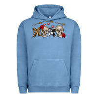 Pigment Pebble Blue Xoxo Valentine skulls Valentine's Day Urban Hoodie - FaDigitalArtStudio