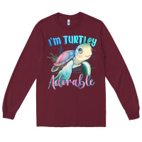Burgundy im turtley adorable turtle Long Sleeve Tee - MaliasSmallBusiness