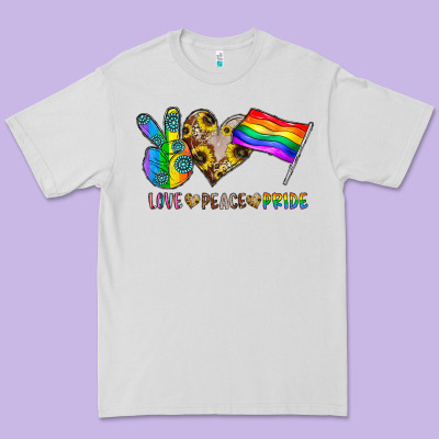 Peace Love Pride Premium Tee Designed By Cowhidedigitalart