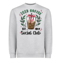 Heather Grey iced coffee social club Heavyweight Sweatshirt - MaliasSmallBusiness