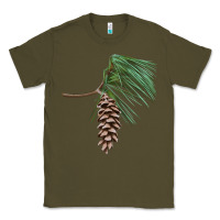 Army Green white pine cone Classic Tee - LillyAllenDesigns