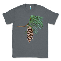 Charcoal Heather white pine cone Classic Tee - LillyAllenDesigns