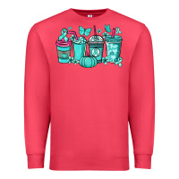 Cardinal Ovarian Cancer coffee cups teal ribbon Premium Sweatshirt - NancyCooperArtShop