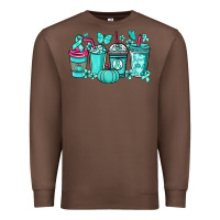 Chestnut Ovarian Cancer coffee cups teal ribbon Premium Sweatshirt - NancyCooperArtShop