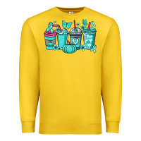 Lemon Ovarian Cancer coffee cups teal ribbon Premium Sweatshirt - NancyCooperArtShop