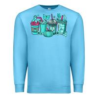 Ocean Blue Ovarian Cancer coffee cups teal ribbon Premium Sweatshirt - NancyCooperArtShop