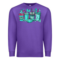 Purple Ovarian Cancer coffee cups teal ribbon Premium Sweatshirt - NancyCooperArtShop