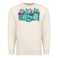 Sandshell Ovarian Cancer coffee cups teal ribbon Premium Sweatshirt - NancyCooperArtShop