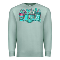 Seafoam Ovarian Cancer coffee cups teal ribbon Premium Sweatshirt - NancyCooperArtShop